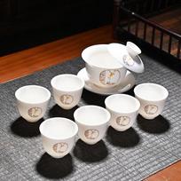 Premium Mutton-Fat Jade Style Ceramic Gaiwan