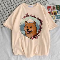Shiba Inu tshirt teen graphic Pop Culture Grunge Digital University shirt Trendy Vintage anime Breathable hip hop 2000s S