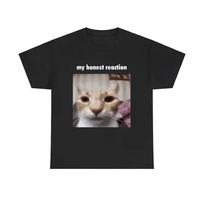 My Honest Reaction Tshirts Funny Cat Printed TShirts Women Casual Short Sleeve Tees Womens Joke Humor Summer Clothing S