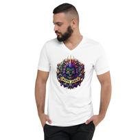 Bitcoin Punk Rock Skull Crypto Junkie Digital Asset Short Sleeve V-Neck T-Shirt S įvairiaspalvis