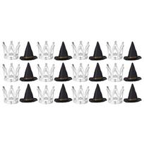 24Pcs Witch Theme Crowns and Hat Cupcakes Toppers for Kids Birthday Cake Insert Halloween Party Decoration