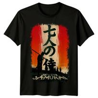Septyni samurajai (1954 m) Filmo plakato įkvėpti marškinėliai Retro marškinėliai Unisex S įvairiaspalvis