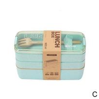 Microwave Cooking Lunch Box 3 Layers Straw Bento Tableware Microwave Kids Food Storage Container Lunch Box D5M2