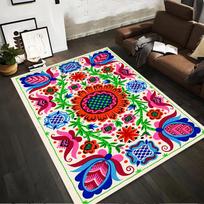Colorful Floral Pattern Carpet with Bohemian Mandala Design,  Area Rug. Suitable for use as an anti-slip for living room bedroom sofas 40x60cm( 15x23in )