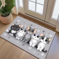 Adorable Cat Paw Print Rug - Non-Slip, Machine Washable Entrance Mat for Home & Outdoor Decor  Perfect for Bedroom, Balcony 40cm x 60cm