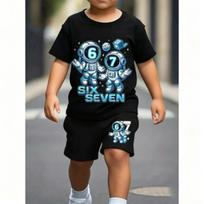 Men's Number 67 Astronaut Printed 15 Colors Men's T-shirt and Shorts 2 Piece Set Summer Home Outdoor Casual Outfit Men's and Women's Sports Set XXS