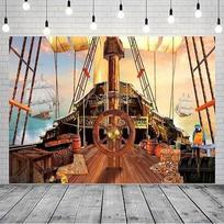 Pirate Background Treasure Map Theme Background Banner Nautical Theme Party Decoration Arrangement Background 95*75cm