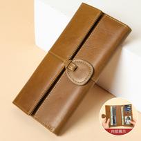 Ladies multi-functional long-style wallet with multiple card slots, casual business card bag, genuine leather handbag ruda