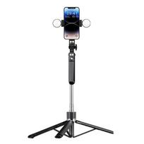 With LED Lamp Telescopic Selfie Stick Tripod Anti Shake Bluetooth Selfie Stick Portable Extendable Selfie Stick Stand Travel juoda