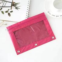New Zippered Binder Pencil Pouch Pen Case with 3 Rings B5 Storage Bag Multicolored PVC Pencil Case rožinė raudona spalva