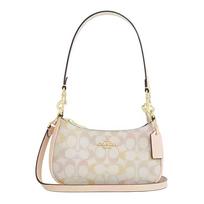 COACH Teri 20 presbyopia all over print zipper closure coated canvas faux leather and leather shoulder bag mini women's gold and pink auksas
