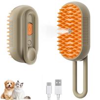 Pet Steam Brush,Cat Dog Hair Remover, Adjustable Pet Hair Remover,Pet Steamy Mist,Steam Pet Brush for Pet Hair 3-IN-1 1pcs chaki