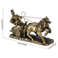 Mighty Nordic Spartan Chariot Statue Vintage Decor Resin Imitation Copper Crafts Desktop Accessories European Decor Art Ornament