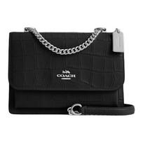 COACH Klare 22 silver metal hardware crocodile embossed leather crossbody shoulder bag small women's black juoda