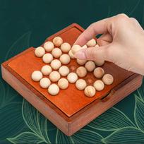 Wooden Solitaire Board Game Parent Child Interaction IQ Puzzle Jumping Marbles Peg Diamond Chess