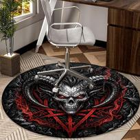 Devil's Horns And Symbols round carpet Chair cushion Round Entryway Rug, Soft Round Rugs for Living Room, Bedroom, Circle Carpet decor gifts Diameter 60cm