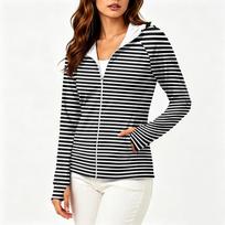 Women's Fashion Zip Up Hoodie Lightweight Long Sleeve Hooded Jacket with Pockets and Printed Design for Sun Protection S juoda