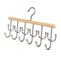 Wall Mounted Wooden Sling Hanger Large Capacity 360 Degrees Rotating Underwear Vest Storage Rack Space Saving with 18 Hooks