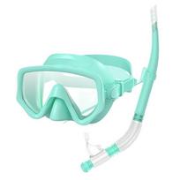 Swimming Goggles Underwater Snorkeling Mask Anti Fog Dry Snorkel Set  Swimming žalia