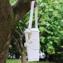 PU Leather Travel Cup Holder Lanyard Water Cup Holder Heat-insulated Hand-held Cup Holder Mug Coffee Milk Tea Cup Accessories balta