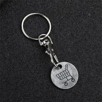 New Metal Shopping Trolley Coin Holder Keychain Portable Carts Token Lobster Buckle Key Chain for Supermarket Promotion Gift
