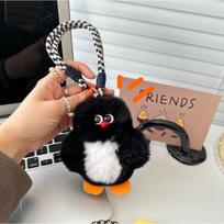 Real Fur Lovely Penguin Plush Keychain Cute Penguin Doll Backpack Pendant Creative Animal Key Chain Girls Women Bag Accessories 12 cm