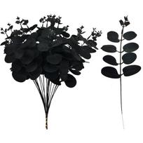 5/10/20 vnt. Eukalipto lapų stiebų Žali dirbtiniai augalai Svetainės dekoravimui Nuotakos Vestuvių Vazos Gėlių Puokštės Dekoras (Black,5PCS) juoda