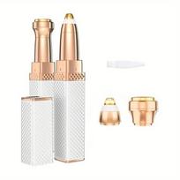 1pc Rechargeable 2-in-1 Eyebrow Razor and Hair Shaver with LED Light - Painlessly Remove Peach Fuzz, Facial Hair, Eyebrows, Lips balta