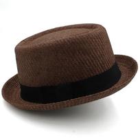 Vyriškos Moteriškos Klasikinės Šiaudinės Pork Pie Skrybėlės Fedora Skrybėlės Nuo Saulės Trilby Kepuraitės Vasaros Boater Paplūdimio Lauko Kelionės Šventės Dydis JAV 7 1/4 JK L 57-58 CM ruda