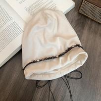 Fashion Vintage Y2k Baggy Cap Star Fringed Boho Beanies Cap Versatile Ethnic Style Pullover Hats Women smėlis