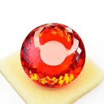 Certified Lab Created 201.8 Ct Orange Sapphire Round Cut Flawless Loose Gemstone 37.3 mm oranžinė