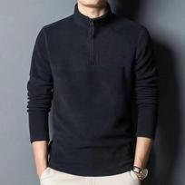 Men's Casual Reversible Velvet Stand-Up Collar Zipper Top with Thermal Underwear L juoda