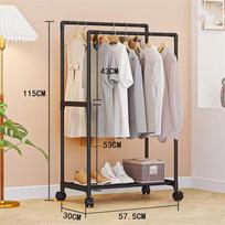 Movable Clothes Storage Rack Floor Hanger Stand Storage Wardrobe with Wheels Activity Hangers Wardrobe Coat Shelves Shoe Racks
