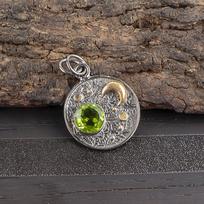 Peridoto pakabukas, brangakmenių papuošalas, 925 prabos sidabro pakabukas, rankų darbo papuošalas, gimtadienio akmens pakabukas, dovana jam 1.30 Inches žalia