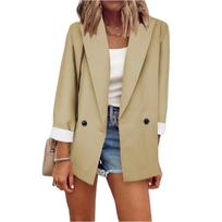 Women Top 3/4 Sleeve Casual Jacket Ladies Wear Blouse Top L smėlis