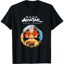 Avatar Aang Bending Air Earth Fire Water Meditation Pose T-Shirt S juoda