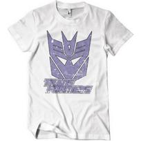 Transformers Officially Licensed Washed Decepticon Duotone Shield Mens T-Shirt (White), XX-Large S balta