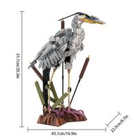 Gobricks MOC pilkasis garnys Grey Heron Mūrinukai Killer Queen - sekretorinis paukštis Statybiniai kaladėlių žaislai Dovanos