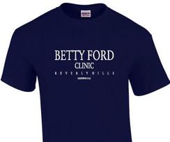 Betty Ford Marškinėliai Beverly Hills Juokingi Alkoholio Reabilitacijos Laivyno Mėlyna Balta Marškinėliai L