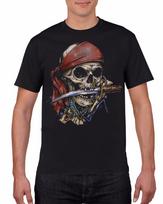 Brand New Tee Shirt Design pirate Skull Knife In Mouth O-Neck Tee shirt High Quality Men T Shirts streetwear S įvairiaspalvis