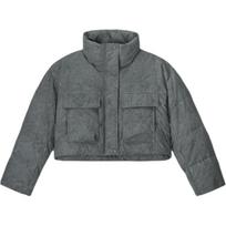 Levis FW24 Performance Warm Fleece Series Tie-Dye Pattern Side Pocket Button Long Sleeve Down Jacket Women Outerwear Gray 002Q5-0001 XS