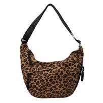 Leopard Print Canvas Dumpling Bag, Sporty Style, Casual and Versatile Popular Cloth Bag, Portable and Fashionable Single Shoulder Crossbody Bag ruda