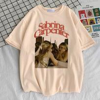 Sabrina Carpenter top tees girl Retro harajuku  Punk Breathable hip hop shirt 2000s Digital graphic Trendy Psychedelic Colorful S