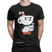 Men's Cuphead And Mugman Angry T Shirts Cartoon Cotton Clothes Vintage Graphic EMO Tees Summer T-Shirts S įvairiaspalvis