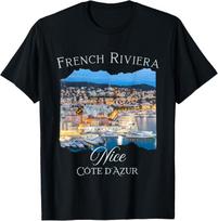 Nice France French Riviera Cote D'Azur Tourist Souvenir T-Shirt S įvairiaspalvis