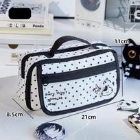 Causal Polka Dot Ita Bag Pencil Case Ins Style Large Capacity Organizer Portable Aesthetic Student Bag for Stationery Badges juoda