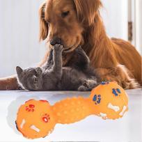 5pcs Dotted Dumbbell Shaped Pet Toys Squeeze Squeaky Faux Bone Bite Resistant Pet Dog Toys For Small Large Dogs Pets Supplies