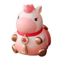 Savings Tank Horse Year Piggy Bank Anti Drop Horse Piggy Bank Ornament  Home Decoration S rožinė