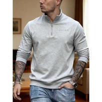 James Men's Fashionable and Comfortable Zipper Stand Up Collar Sportswear, New Long Sleeved Lapel Top, Suitable for Home Wear S pilka