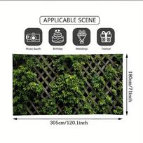 2D Flat Printing Garden Backdrop, Ivy-Covered Lattice Fence Photography Background for Events 47.2x31.5inch/120*80cm